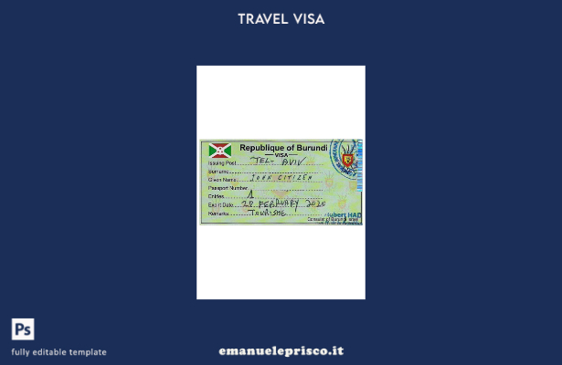 modello di visto d'ingresso in Burundi in stile verificato